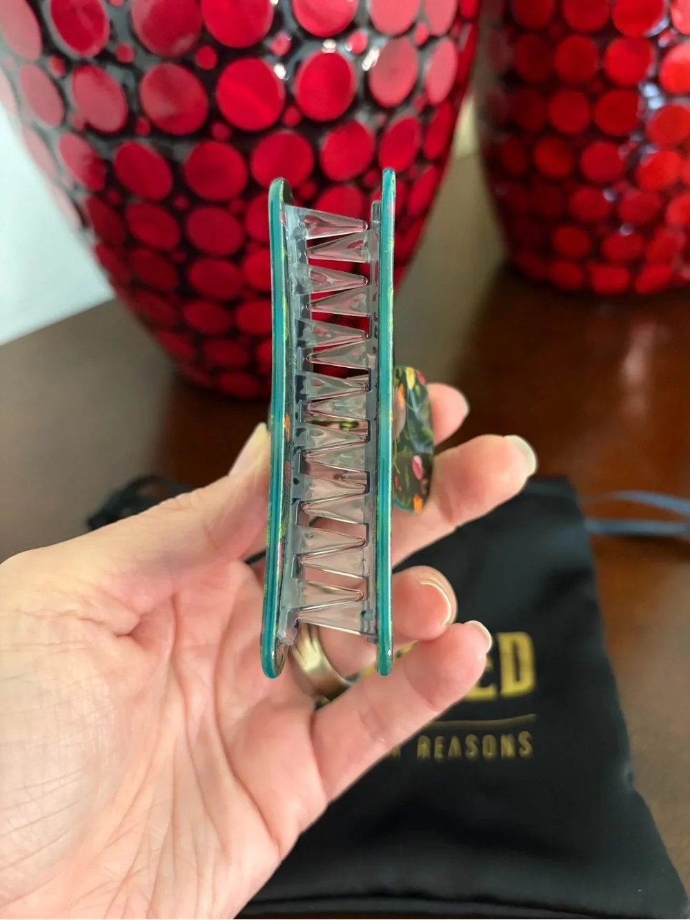 8 Other Reasons I Feel Wicked Elphaba Green & Gold Poppy Floral Hair Claw Clip